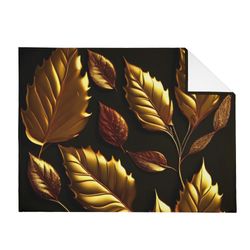 Flannel Breathable Blanket Golden Leaves 6d. 4 Sizes Blanket with a print Golden Leaves 6d