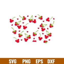Cherry Ears Full Wrap, Cherry Mickey _ Minnie Mouse Full Wrap Svg, Starbucks Svg, Coffee Ring Svg, Cold Cup Svg, png,eps