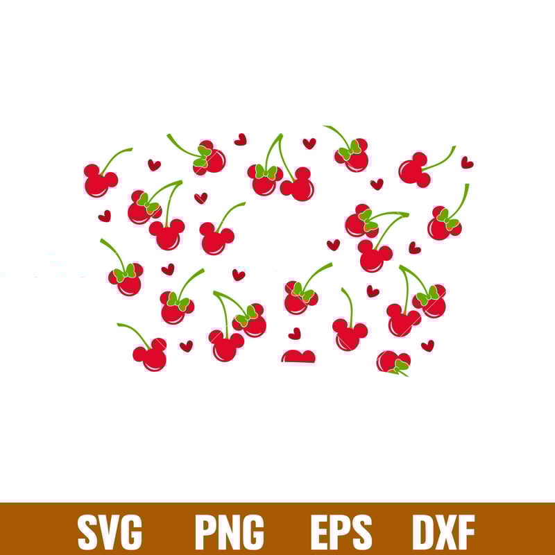 Cherry Ears Full Wrap, Cherry Mickey _ Minnie Mouse Full Wrap Svg, Starbucks Svg, Coffee Ring Svg, Cold Cup Svg, png,eps, dxf file.jpg