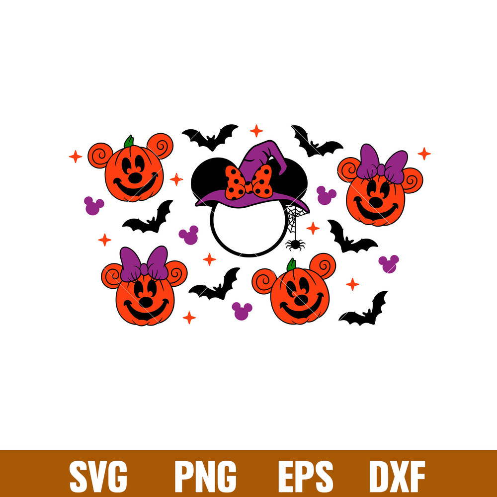Cute Witch Full Wrap, Cute Witch Minnie Mouse Starbucks Full Wrap Svg, Halloween Svg, Spooky Season Svg, Disney Svg,png, dxf, eps file.jpg