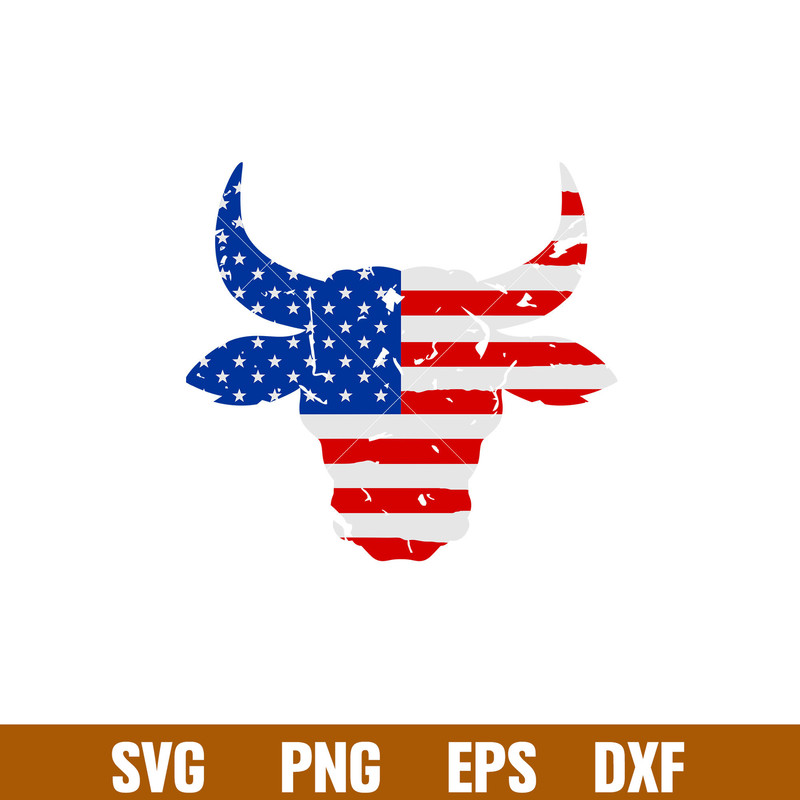 Distressed American Flag Bull, Distressed American Flag Bull Svg, 4th of July Svg, Patriotic Svg, Independence Day Svg, USA Svg,Png, eps, dxf file.jpg