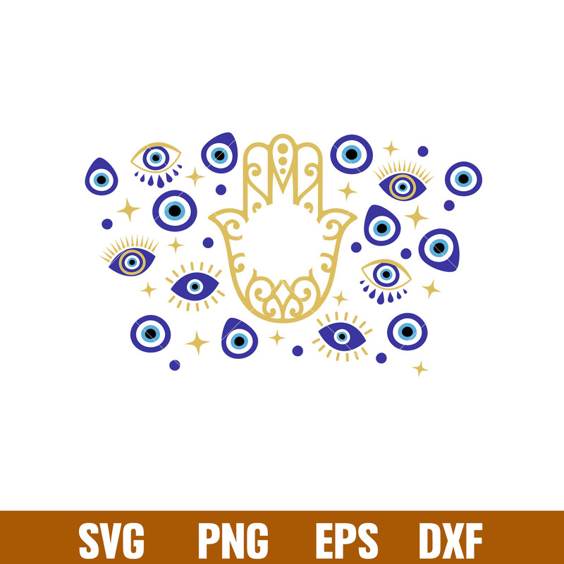 Evil Eye Full Wrap, Evil Eye Full Wrap Svg, Starbucks Svg, Coffee Ring Svg, Cold Cup Svg,png,dxf,eps file.jpg