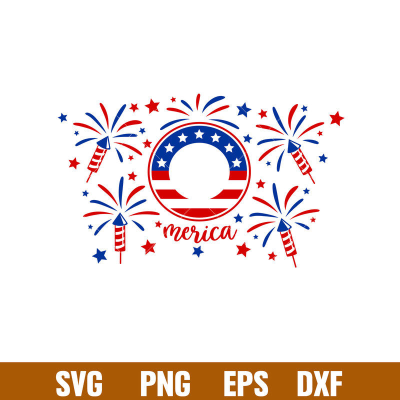 Fireworks American Flag Full Wrap, Fireworks American Flag Full Wrap Svg, Starbucks Svg, Coffee Ring Svg, Cold Cup Svg,png,dxf,eps file.jpg