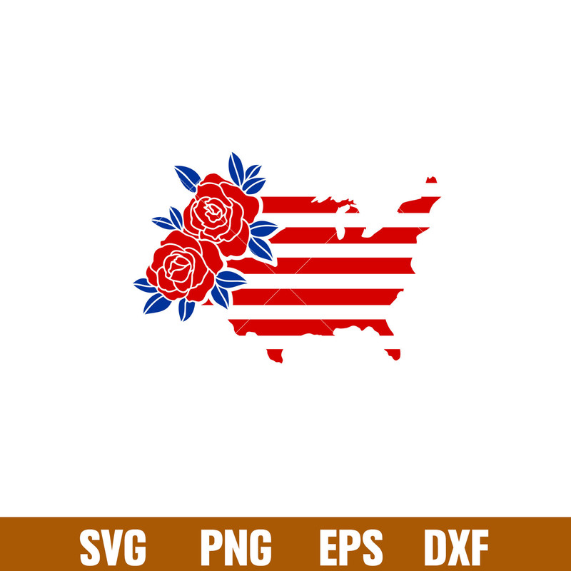 Floral USA Map, Floral USA Map Svg, 4th of July Svg, Patriotic Svg, Independence Day Svg, USA Svg, png,dxf,eps file.jpg