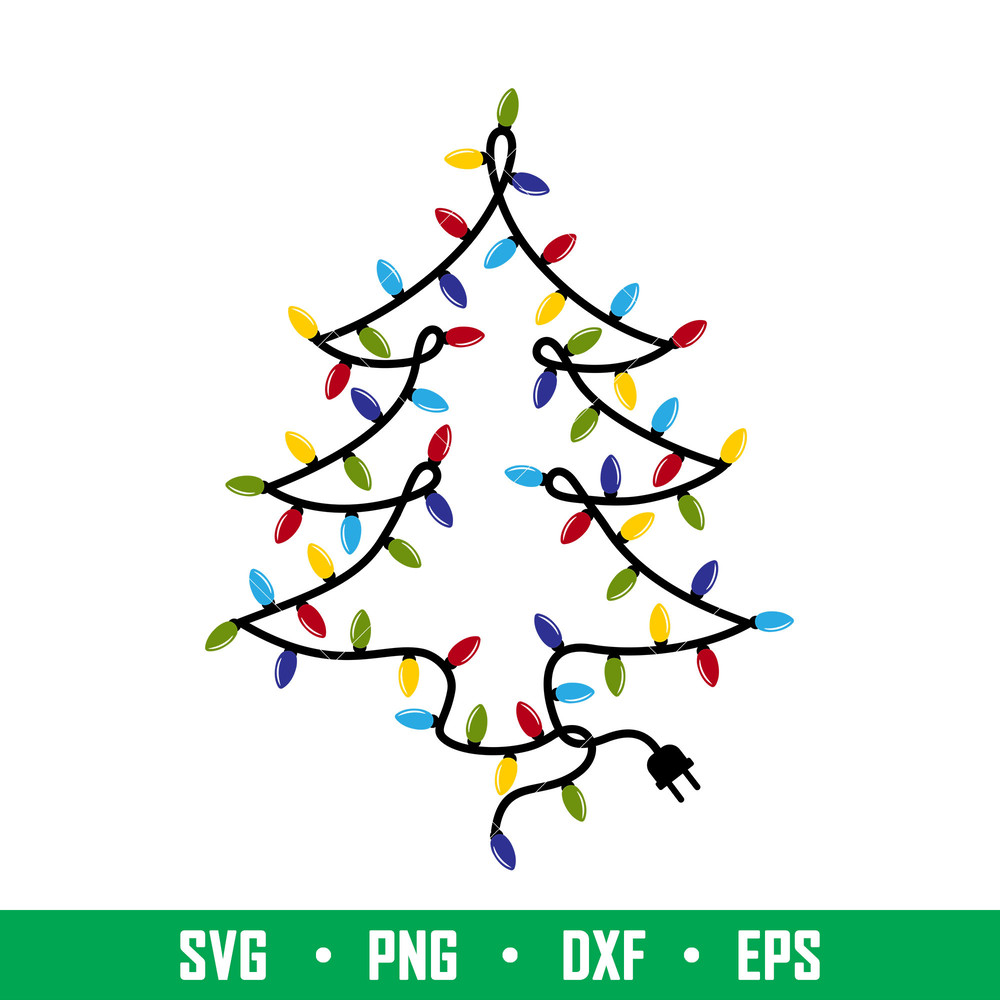 Garland Christmas Tree, Garland Christmas Tree Svg, Christmas Lights Svg, Christmas Svg,png,dxf,eps file.jpg