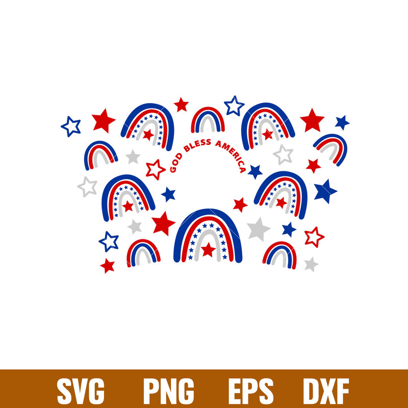 God Bless America Rainbows Full Wrap, God Bless America Rainbows Full Wrap Svg, Starbucks Svg, Coffee Ring Svg, Cold Cup Svg,png,dxf,eps file.jpg
