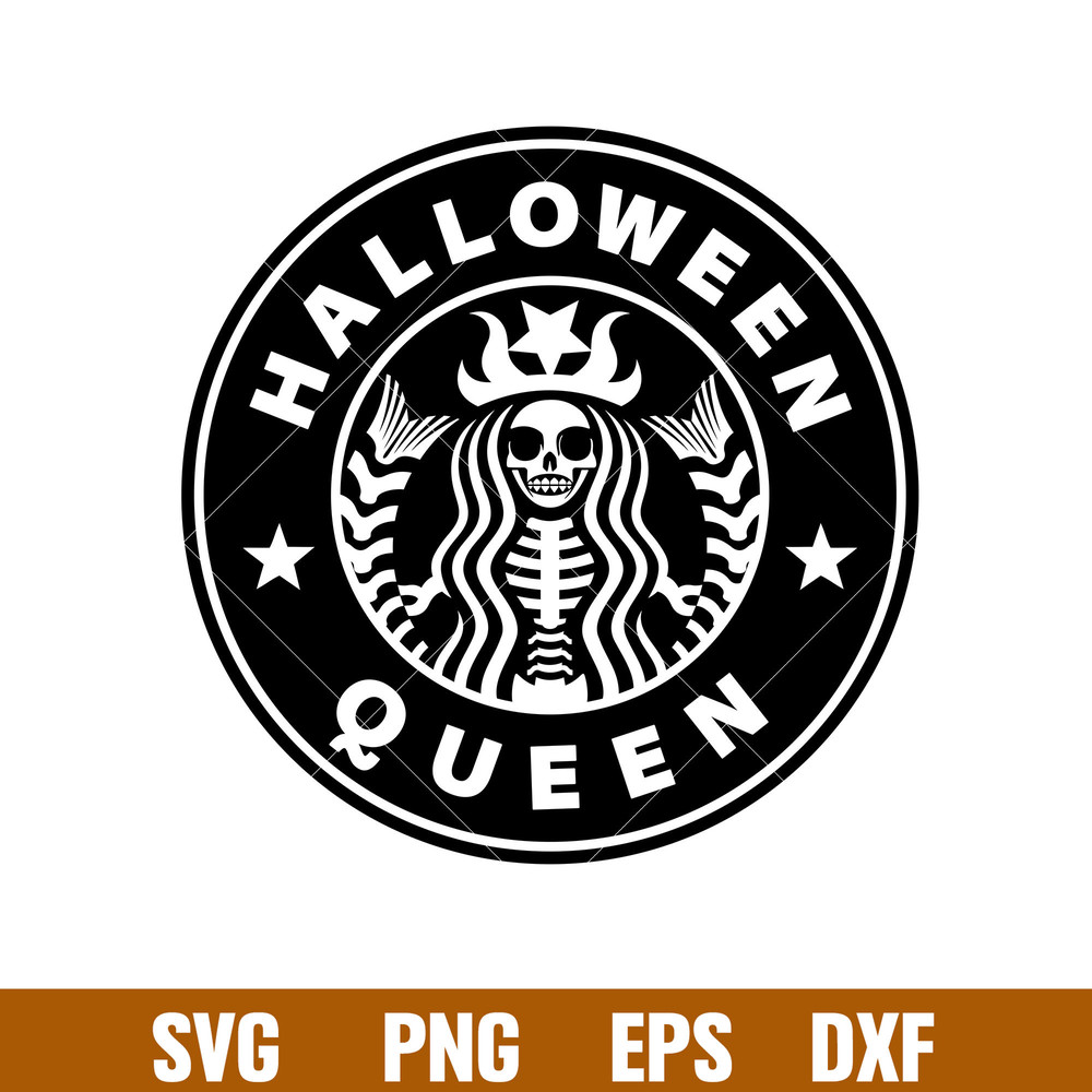 Halloween Queen, Halloween Queen Starbucks Svg, Skeleton Coffee Svg, Halloween Svg,png,dxf,eps file.jpg
