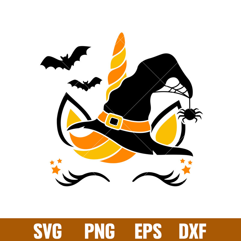 Halloween Unicorn 1, Witch Unicorn Svg, Halloween Unicorn Svg, Magical Unicorn Svg, Unicorn Face Svg,png,dxf,eps file.jpg