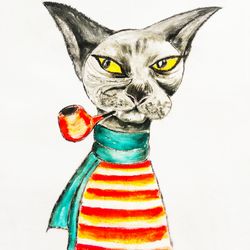 Colorful Cat  Nusery Wall Art - digital file that you will download