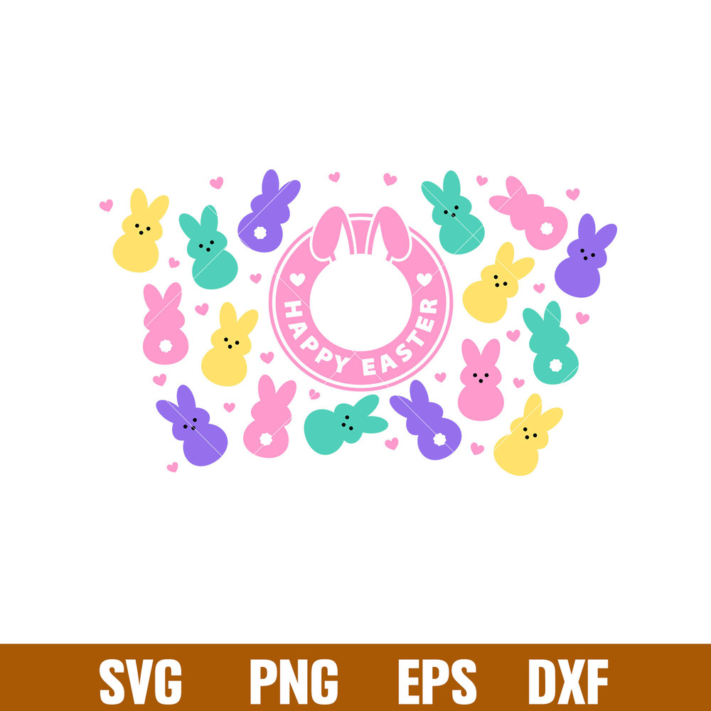 Happy Easter Full Wrap, Happy Easter Full Wrap Svg, Starbucks Svg, Coffee Ring Svg, Cold Cup Svg, png, dxf, eps file.jpg
