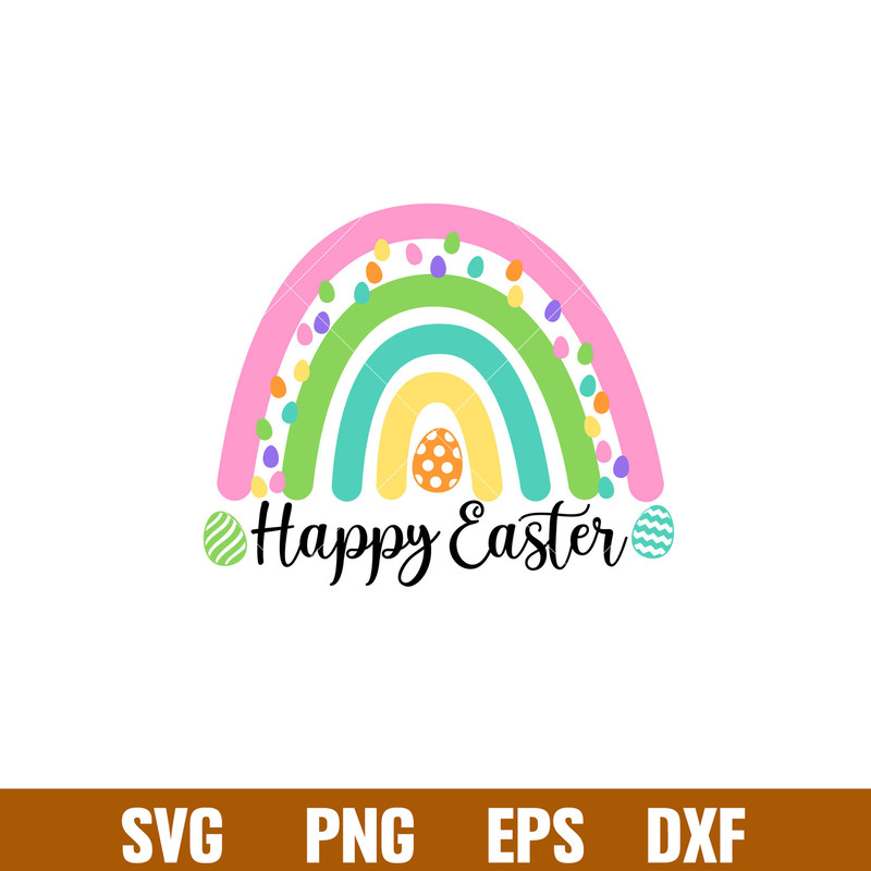 Happy Easter Rainbow, Happy Easter Rainbow Svg, Happy Easter Svg, Easter egg Svg, Spring Svg, png,dxf,eps file.jpg