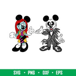 jack and sally ears bundle, jack and sally mickey _ minnie bundle svg, halloween svg, spooky season svg, disney svg, png