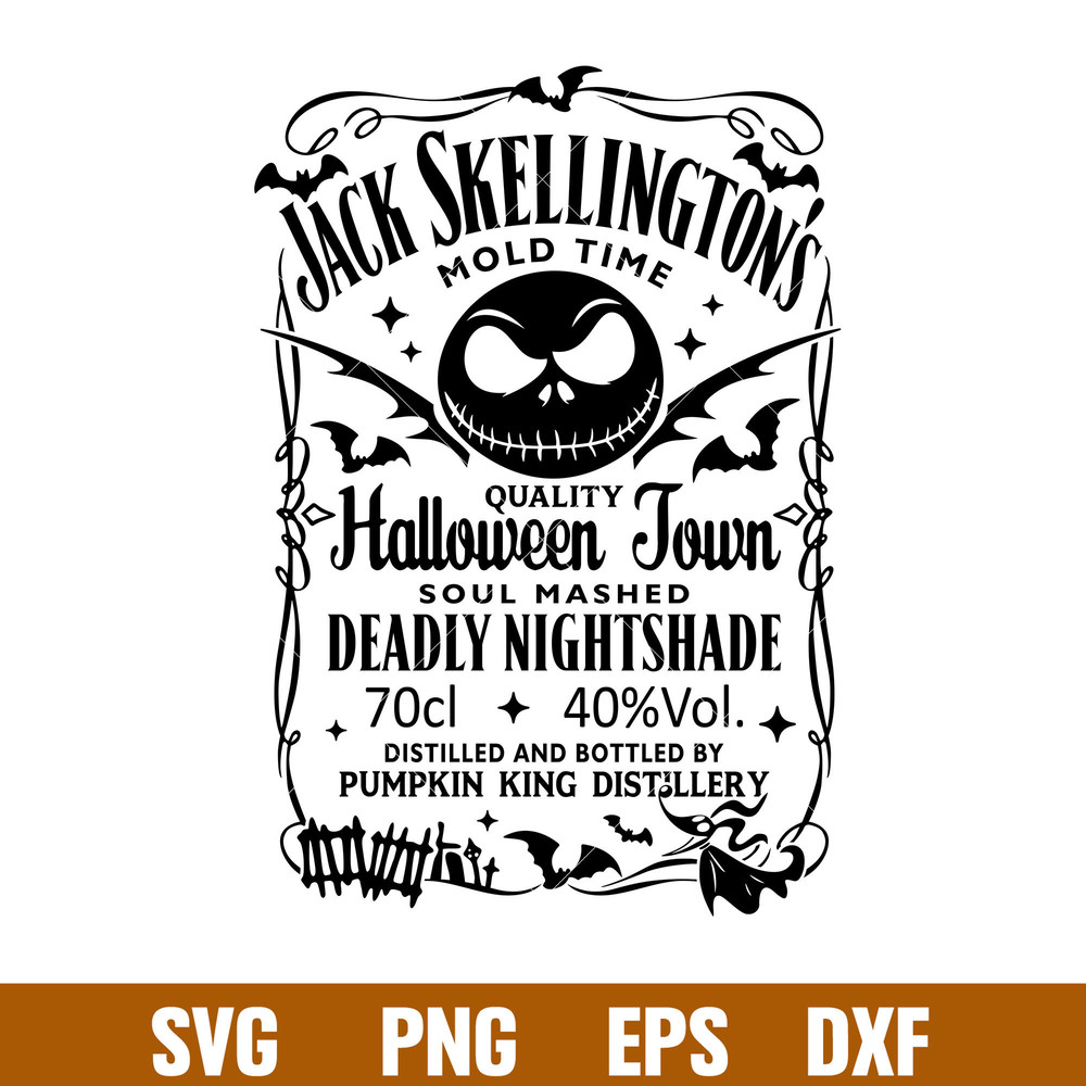 Jack Skellington Wiskey, Jack Skellington Wiskey Svg, Halloween Svg, Nightmare Before Christmas Svg, Skull Svg, png, dxf, eps file.jpg