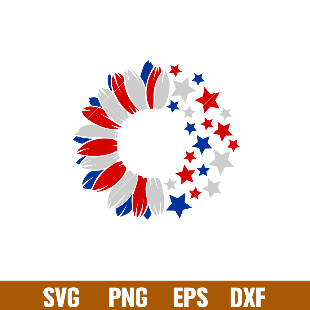 July 4th Sunflower, July 4th Stars Sunflower Svg, Starbucks Svg, Coffee Ring Svg, Cold Cup Svg, png, dxf, eps file.jpg
