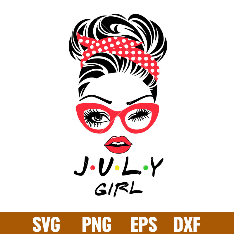 July Girl, July Girl Svg, Messy Bun Hair Svg, Mom Life Svg, July Burthday Svg, Summer Girl Svg, png, dxf, eps file.jpg