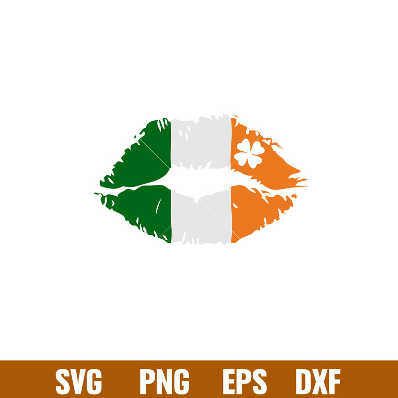 Kiss Lips Irish Flag, Kiss Lips Irish Flag Svg, St. Patrick’s Day Svg, Lucky Svg, Irish Svg, Clover Svg, png, dxf, eps file.jpg
