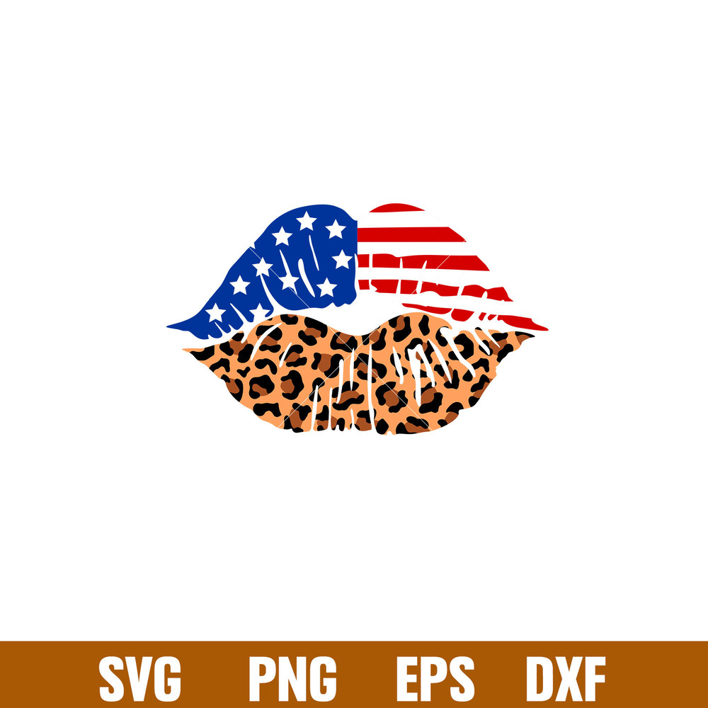 Leopard American Flag Lips, Leopard American Flag Lips Svg, 4th of July Svg, Patriotic Svg, Independence Day Svg, USA Svg, png, dxf, ép file.jpg