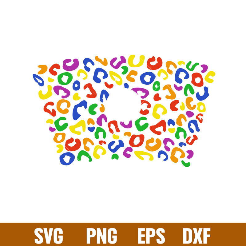 LGBT Pride Leopard Full Wrap, LGBT Pride Leopard Full Wrap Svg, Starbucks Svg, Coffee Ring Svg, Cold Cup Svg, png, dxf, eps file.jpg