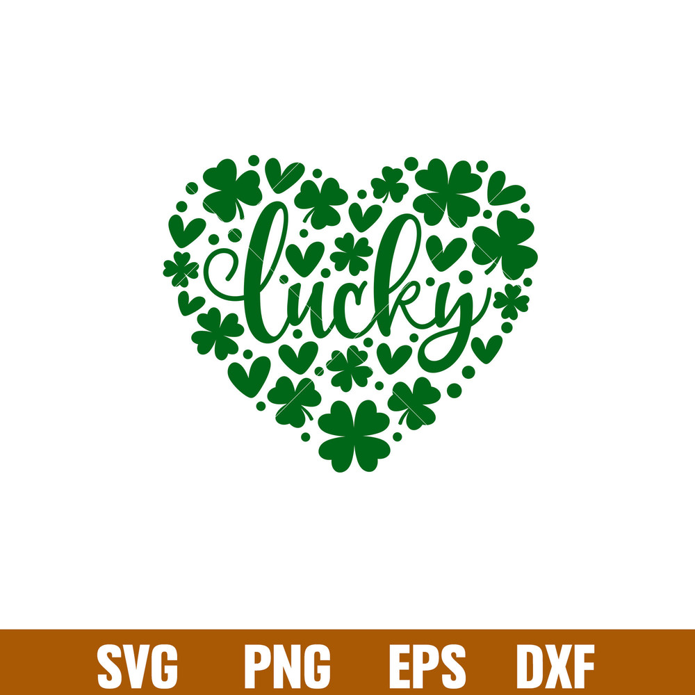 Lucky Clovers Heart, Lucky Clovers Heart Svg, Lucky Svg, Irish Svg, Clover Svg, png,dxf eps file.jpg