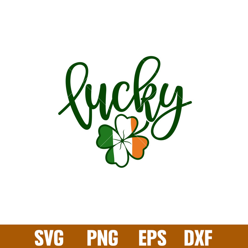 Lucky Irish Flag Clover, Lucky Irish Flag Clover Svg, St. Patrick’s Day Svg, Lucky Svg, Irish Svg, Clover Svg, png,eps, dxf file.jpg