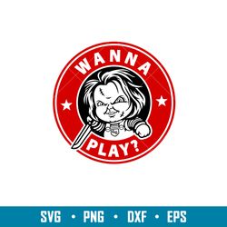 chucky wanna play, chucky wanna play svg, halloween svg, starbucks coffee ring svg, horror movie svg,png,dxf,eps file