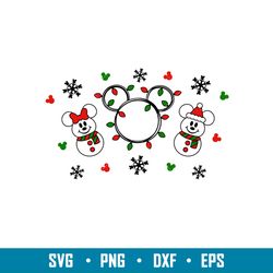 cute christmas snowman full wrap, cute christmas mickey _ minnie snowman full wrap svg, starbucks svg, coffee ring svg,