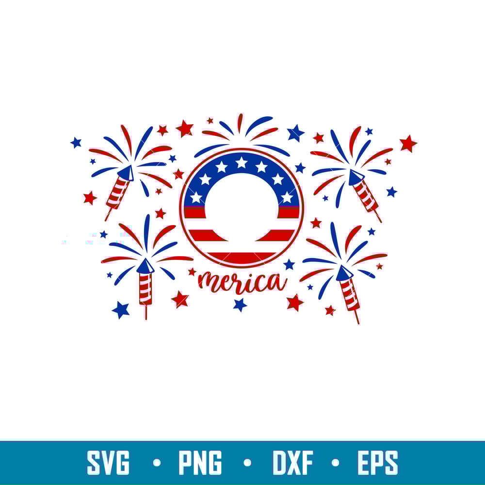 Fireworks American Flag Full Wrap, Fireworks American Flag Full Wrap Svg, Starbucks Svg, Coffee Ring Svg, Cold Cup Svg,png,dxf,eps file.jpg