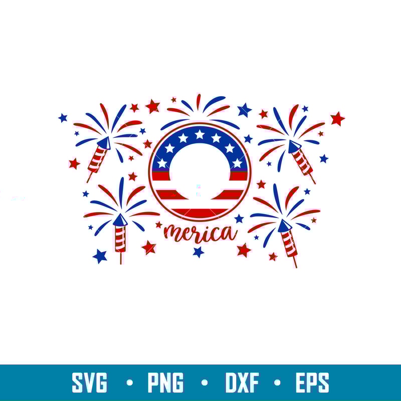 Fireworks American Flag Full Wrap, Fireworks American Flag Full Wrap Svg, Starbucks Svg, Coffee Ring Svg, Cold Cup Svg,png,dxf,eps file.jpg
