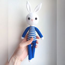 Plush toy Bunny Boy | Personalised crochet nursery toy