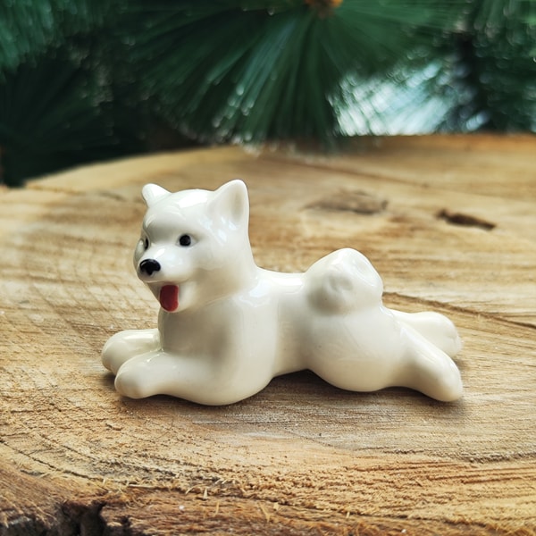 Samoyed Figure Figurine Samoyed, Spitz porcelain statuette handmade statue | Inspire ...