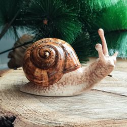 Figurine snail porcelain, snail statuette, snail statue