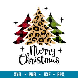 leopard christmas trees, leopard christmas trees svg, merry christmas svg, buffalo plaid svg, png, dxf, eps file