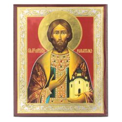 Right-believing Prince Roman of Ryazan | Lithography print on wood | Size: 2,5" x 3,5"