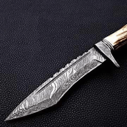 14 inches Damascus Steel Handmade Bowei knife Stag Horn Handle