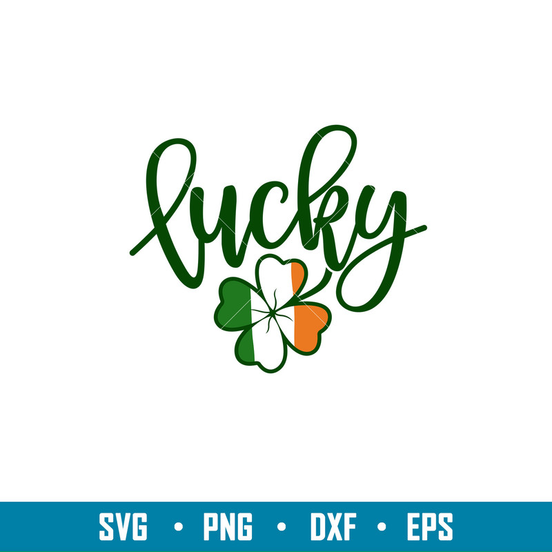Lucky Irish Flag Clover, Lucky Irish Flag Clover Svg, St. Patrick’s Day Svg, Lucky Svg, Irish Svg, Clover Svg, png,eps, dxf file.jpg