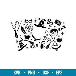 magic wizard full wrap, magic wizard full wrap svg, starbucks svg, coffee ring svg, cold cup svg, png,eps,dxf file