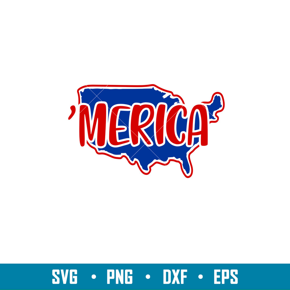 Merica Usa Map, Merica Usa Map Svg, 4th of July Svg, Patriotic Svg, Independence Day Svg, USA Svg, png,dxf,eps file.jpg