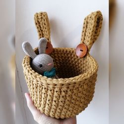Baby crib basket crochet pattern PDF | Nursery accessories baby crib