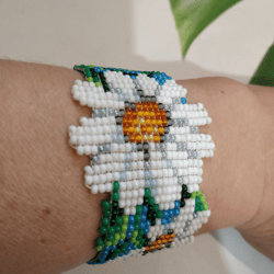 bracelet homme delicate beaded bracele dracelet with daisies for women elegant seed bead bracelet wide floral beaded bra