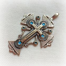 Gutzul brass cross necklace pendant,ukrainian brass cross necklace charm,Rustic Brass cross charm,karpathian brass charm