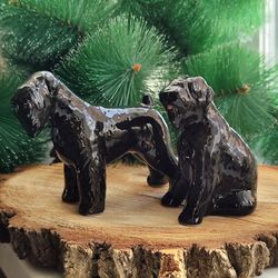 figurine Black Russian Terrier porcelain handmade BRT statuette russianartdogs