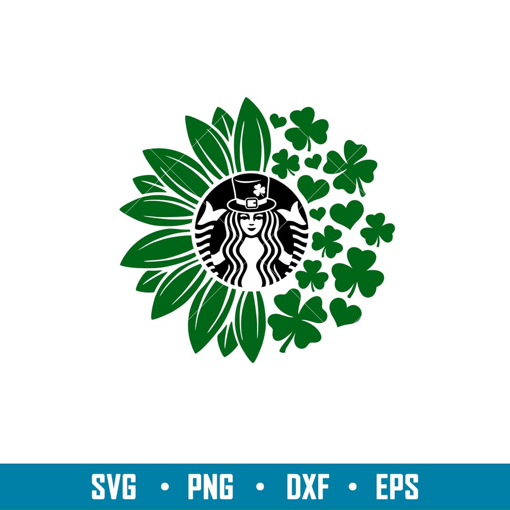 St Patricks Day Sunflower, St. Patrick’s Day Sunflower Svg, St. Patrick’s Day Svg, Lucky Svg, Irish Svg, Clover Svg, png,dxf,eps file.jpg