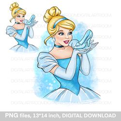 Cartoon princess with golden hairs PNG sublimation design