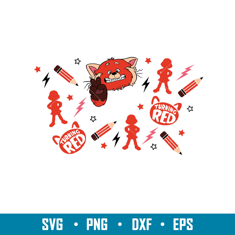 Turning Red Full Wrap, Turning Red Full Wrap Svg, Starbucks Svg, Coffee Ring Svg, Cold Cup Svg, png,dxf,eps file.jpg