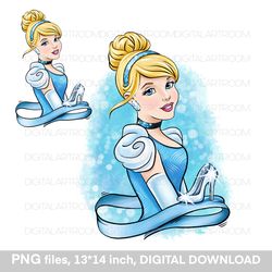 Cartoon princess Cinderella PNG sublimation design