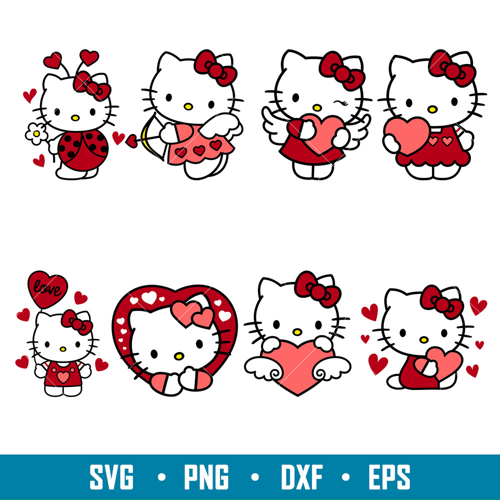 Valentine Hello Kitty, Valentine Benito Kitty Svg, Hello Kitty Svg, Valentine’s Day Svg, Bad Bunny Svg,png,dxf,eps file.jpg