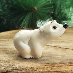 figurine polar bear porcelain, statuette, polar white bear statue