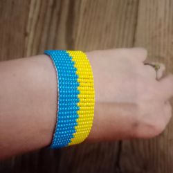 Seed bead bracelet Ukrainian flag bracelet Bracelet home Unisex bracelet Blue yellow beaded bracelet Stand with Ukraine