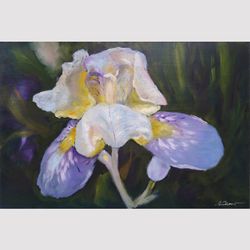 original handmade oil painting iris - rainbow flower floral wall art painting living room wall decor miniature wall art