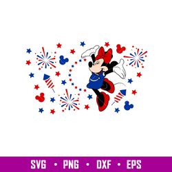4th of July USA Ears Full Wrap, 4th of July USA Minnie Mouse Full Wrap Svg, Starbucks Svg, Coffee Ring Svg, Cold Cup Svg